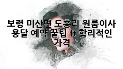 보령 미산면 도흥리 원룸이사, 용달 예약 꿀팁🍯 (ft. 합리적인 가격)